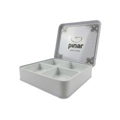 Pınar Kuruyemiş Özel Tasarım Bölmeli Kare Metal Hediye Kutusu