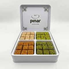 Pınar Kuruyemiş Özel Tasarım Bölmeli Kare Metal Hediye Kutusu